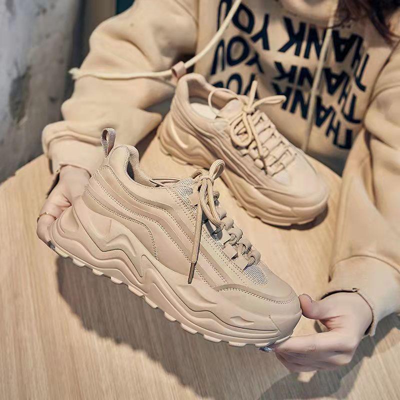 Новые модные толстые кроссовки женские на танкетке, туфли на платформе для женщин, дышащая повседневная спортивная обувь для женщин, на шнуровке, Zapatos Mujer
