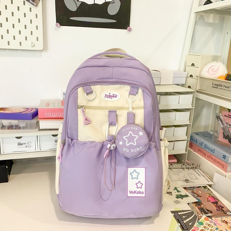 School Bag Cute Girl Backpack School Bag Female Star Junior High School Girls High School Students Large Capacity Popular Backpack Tide