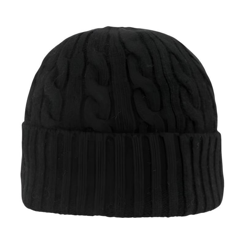Polo Ralph Lauren Pony Logo Cable Knit Design Wool Beanie Men's Black PC1563-001