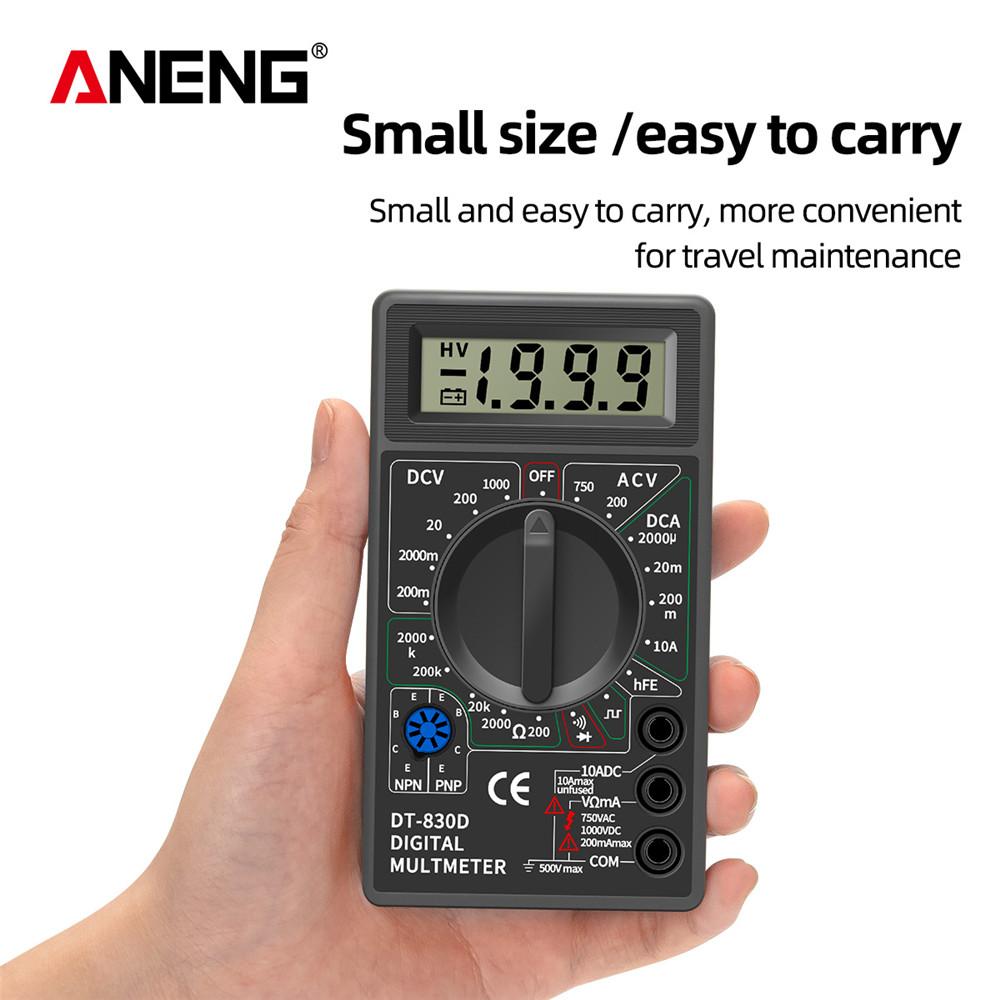Aneng DT830D мини-цифровой мультиметр, вольтметр, тестер напряжения, ампер-ома, амперметр постоянного тока и переменного тока, измеритель мощности с зондом, зуммером