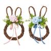Венок с пасхальным кроликом из искусственных цветов, ротанговый, для подвешивания на стену или дверь, декор для весеннего фестиваля, для дома, для вечеринки в помещении или на улице