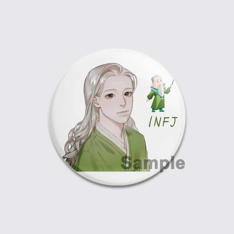 32/44/58 мм 58 мм 16 значков типов личности MBTI значок психологии ручной работы из жести броши нагрудный значок для рюкзака одежда подарочный аксессуар