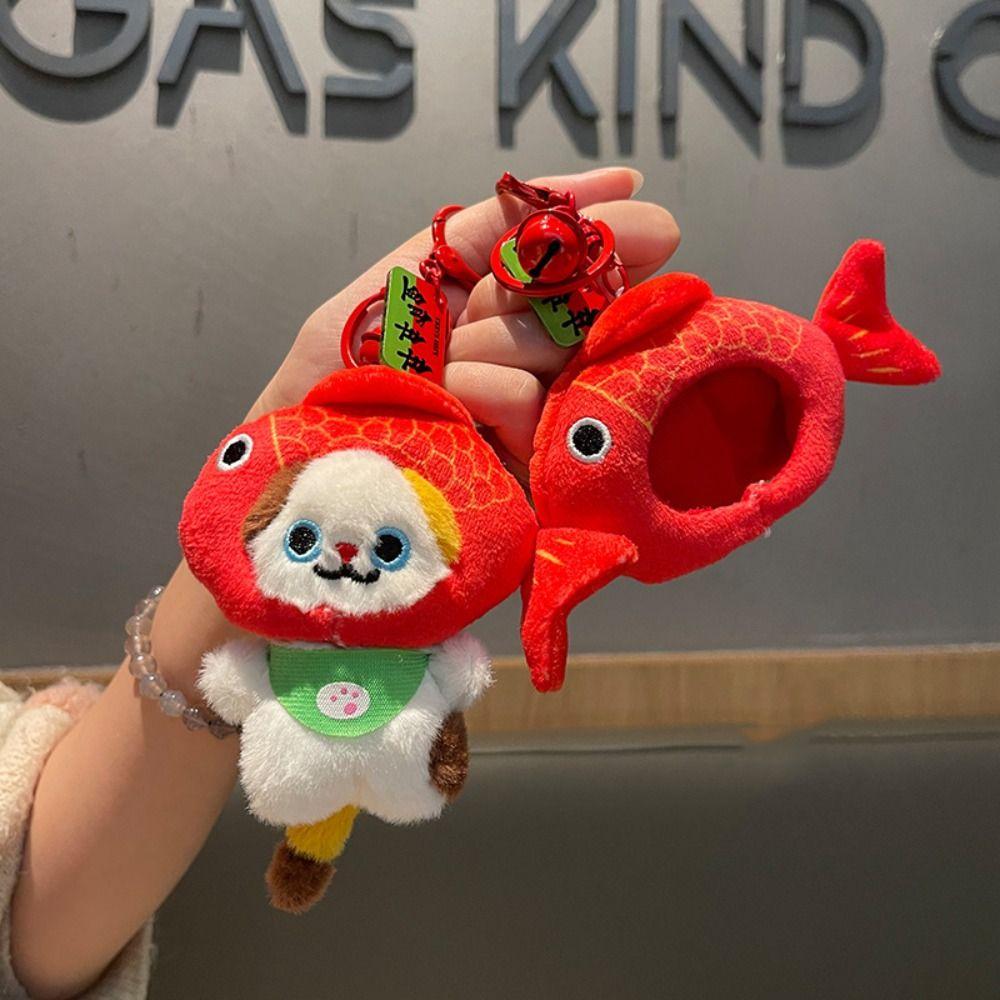 Stuffing Plush Cat Pendant Cute Animal Keychain Creative Cat Plush Doll Keychain Bag Decorative