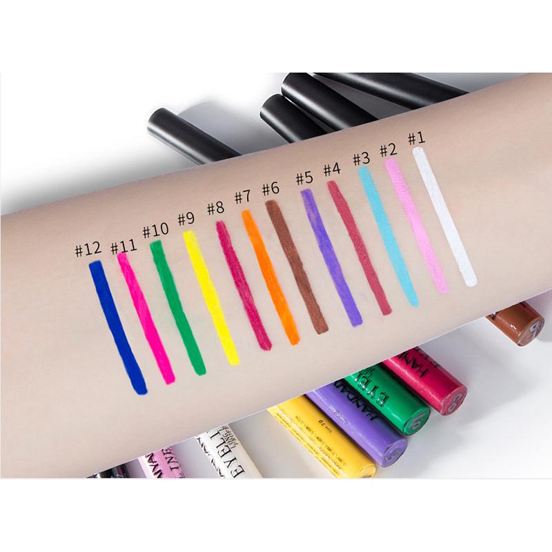 Разноцветная подводка для глаз, маркер для макияжа, водостойкая жидкая подводка для глаз, коричневый, белый, яркие цвета, долговечный