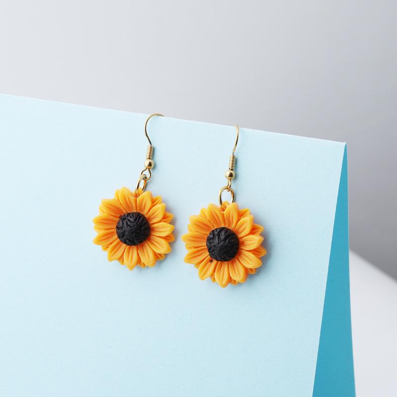 Серьги из нержавеющей стали в виде подсолнухов с инкрустированными драгоценными камнями