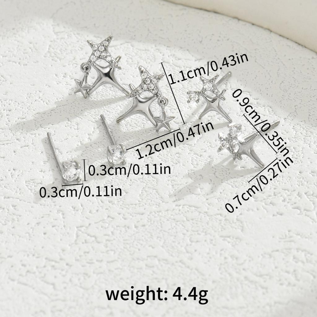 Hot-selling earrings set, simple wind inlaid zircon star design earrings, high-end earrings