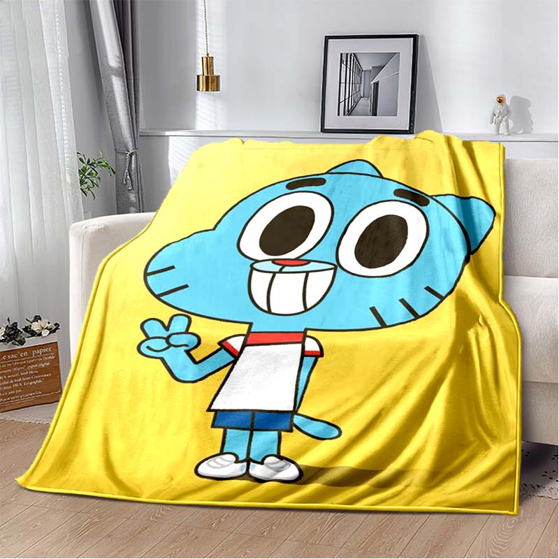 The Amazing World of Gumball Print Flannel Throw Blanket Soft Warm Cartoon Bed Sofa Cover for Kids Bedroom Home Decor Gift