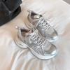 Толстая подошва увеличенная серебристая папина обувь женские летние новые ретро цветные дышащие повседневные кроссовки женские
