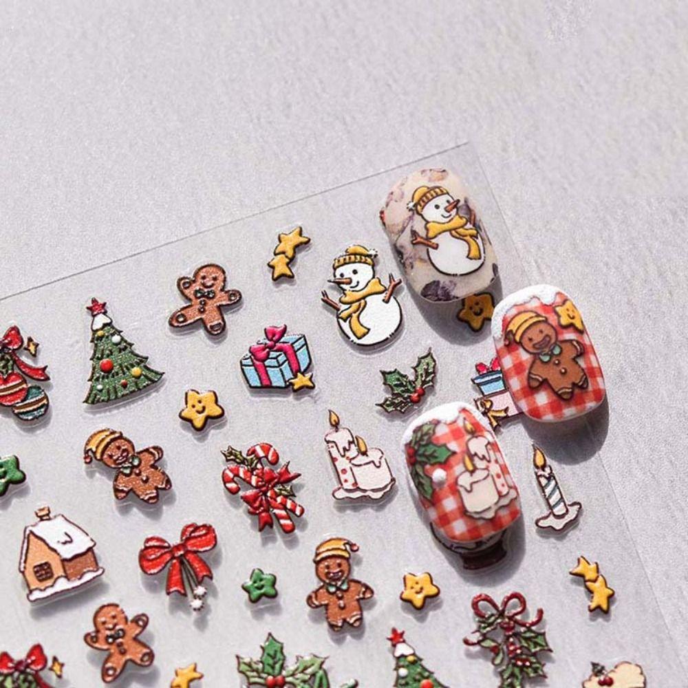 Embossed Stickers Christmas Nail Decals Christmas Nail Charms Christmas Nail Decorations  Winter