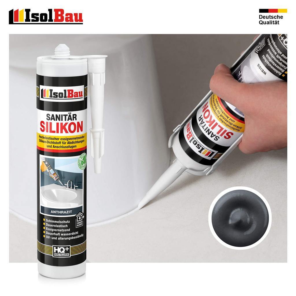 IsolBau Sanitary Silicone Anthracite Sanitär Silikon 300ml