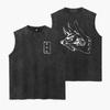 Японское Аниме Выстиранный Жилет Ретро Мужской Фитнес Спортивный Топ Чистый Хлопок Летний Дышащий Свободный Y2k Майка Без Рукавов