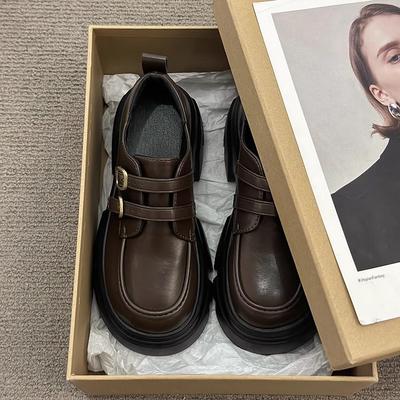 Маленькие кожаные туфли женские в британском стиле 2025 года, новые весенне-летние туфли-одиночки, универсальные женские туфли на платформе, мокасины из натуральной кожи