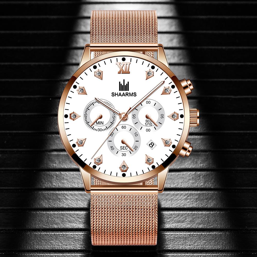 Fashion Luxury Quartz Watch Stainless Steel Mesh with Rose Gold Watch Ultra-Thin Clock for Women and Men