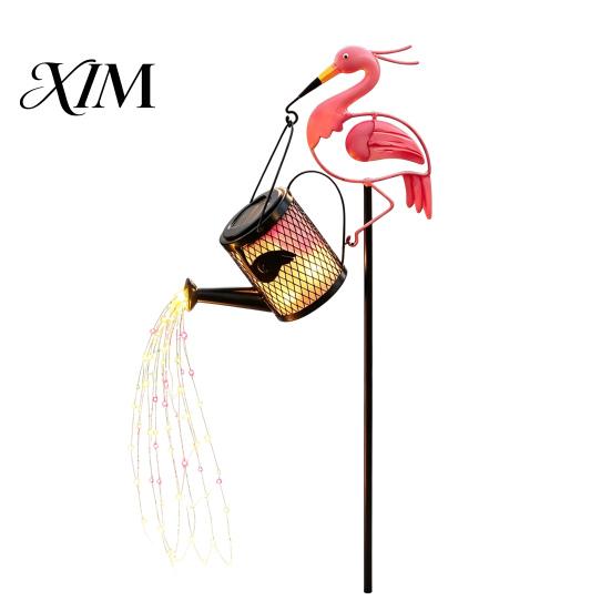 Garden Decorations for Home Solar Flamingo Watering Can Light, Powered LED Waterproof Eco Friendly Decor Pathway Light with Stake Patio Lawn