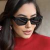 Non-polarized Rice Nails Cat-Eye Polygonal Sunglasses Fashionable Ladies Personalized Small Frame Sunglasses Retro Outdoor Anti-UV Sunglasses