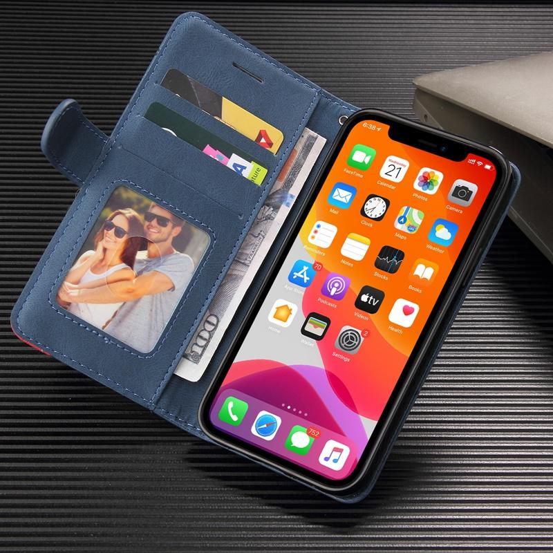 Skin Feel PU Leather Wallet Phone Case with 3 Card Slots Photo Frame for iPhone Samsung Xiaomi OPPO Line Art Design Full-body Cover