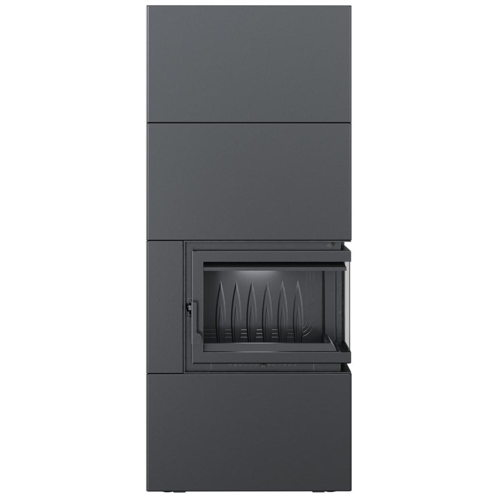 Modular Fireplace Box 8 kW Ø 200 Black Self Closing Door