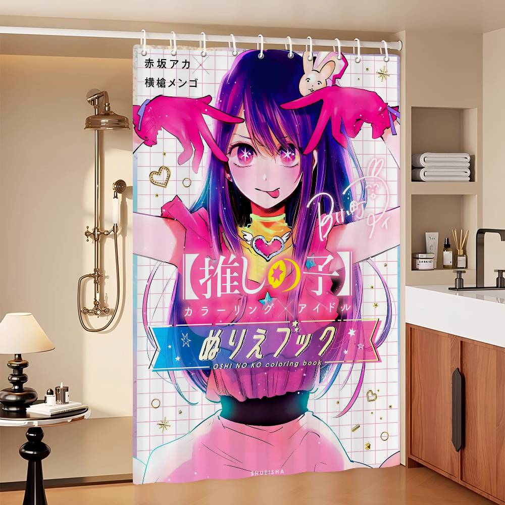 Oshi No Ko Anime Ai Hoshino Simple Bathroom Shower Curtain Shielding Partition Shower Curtain Quick Dry Can Be Scrubable Light