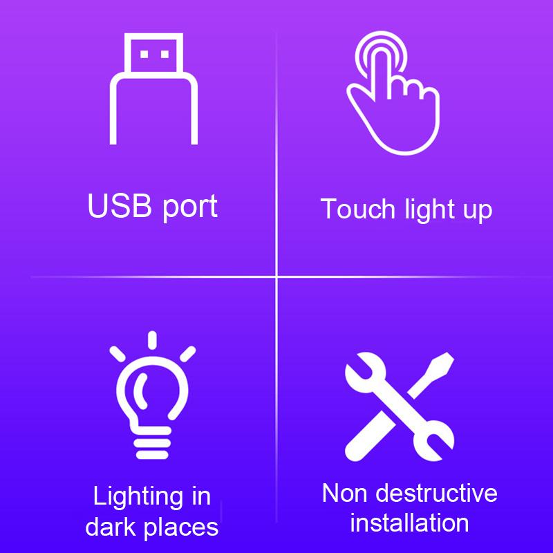 Мини сенсорный светодиодный атмосферный светильник RGB Универсальная сенсорная лампа для салона автомобиля Для грузовиков и транспортных средств Питание от USB