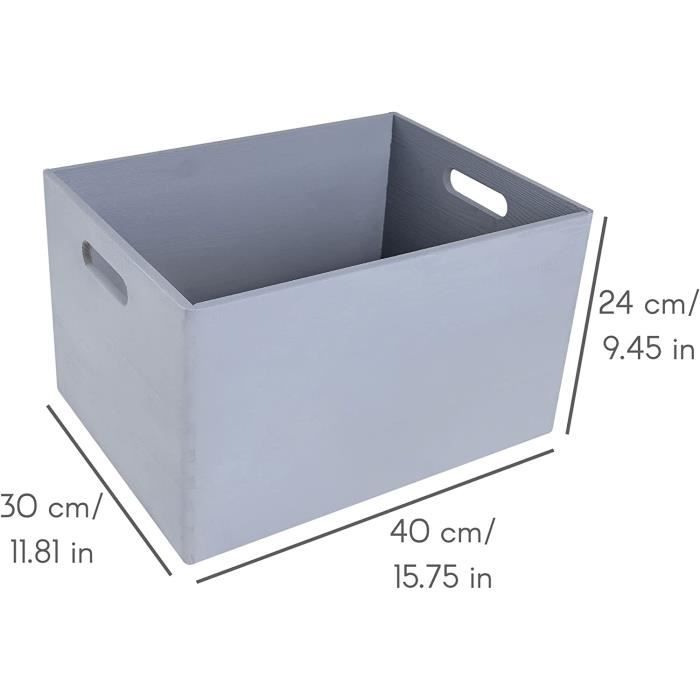 Caisse de Rangement - Creative Deco - 39 x 29 x 23 cm - Bois Naturel - Poignées - Contemporain