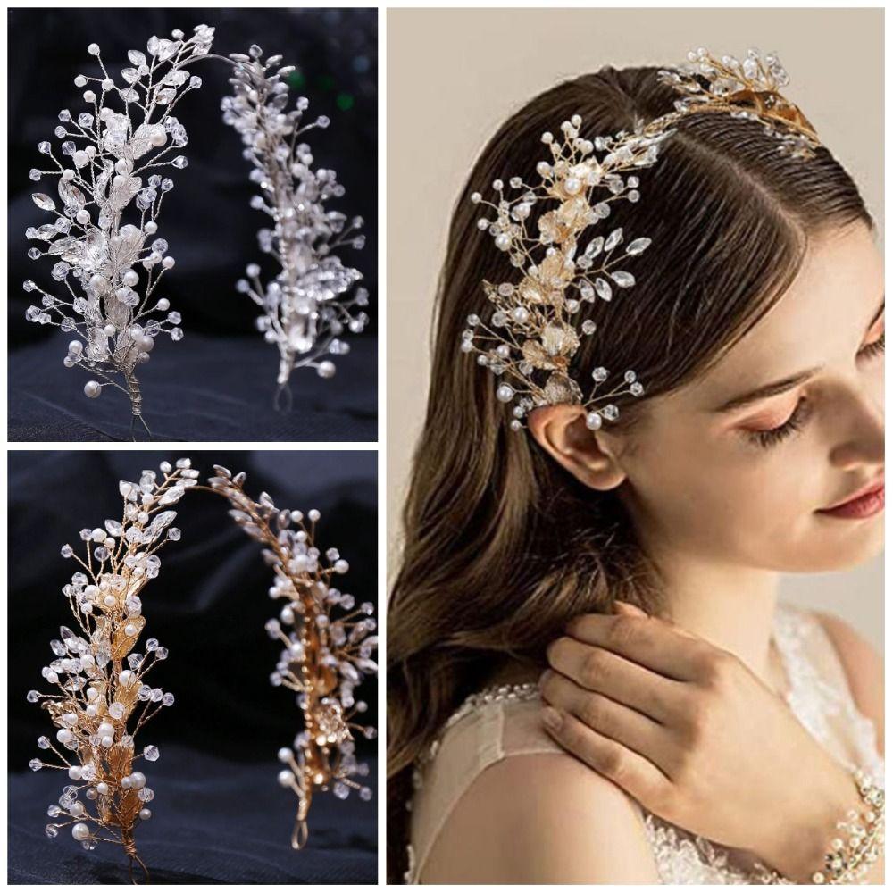 Handmade Bridal Headband Beaded Rhinestone Head Chain Premium Bridal Tiara Hair Vine Bridesmaids