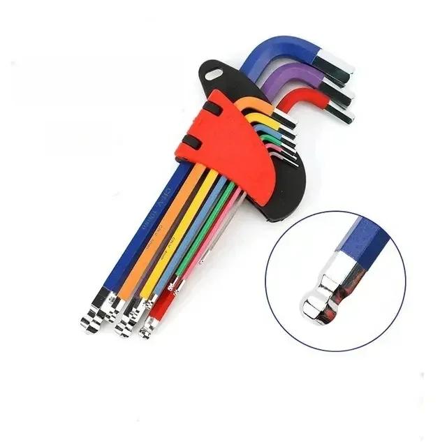 Набор цветных шестигранных ключей L-образный гаечный ключ для шестигранного винта 9 шт. Внутренний шестигранный ключ 1,5 мм - 10 мм шестигранный гаечный ключ инструменты для ремонта велосипеда