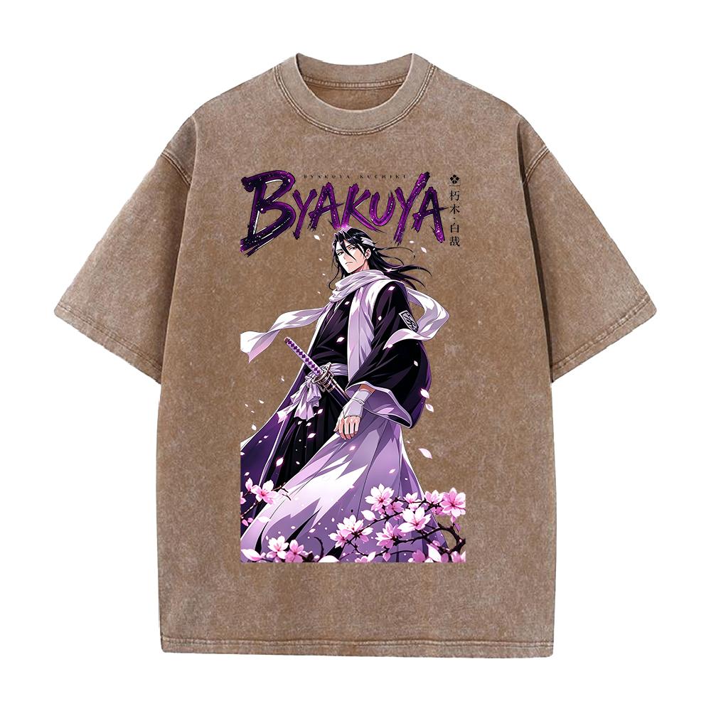 Kuchiki Byakuya Printed Tee Anime BLEACH Clothing Men Women Washed T-shirts Short Sleeve Tshirt Harajuku Casual Cotton T Shirt