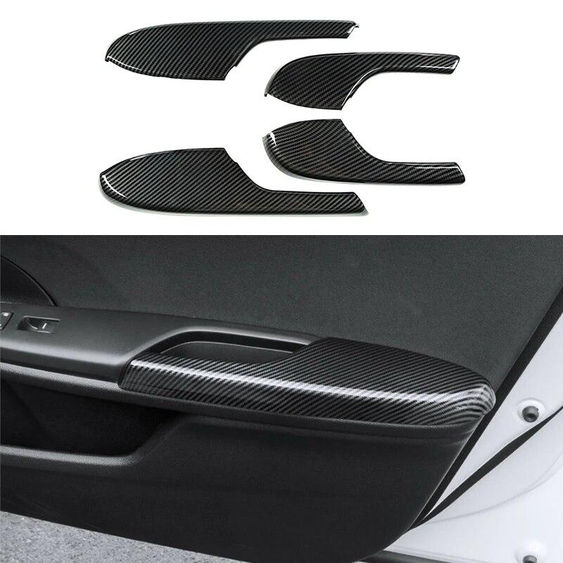 Автомобиль, 4 шт., углеродное волокно, ABS, дверной подлокотник, накладка, накладки для Honda Civic 2016 2017 2018 2019 2020 2021, детали интерьера