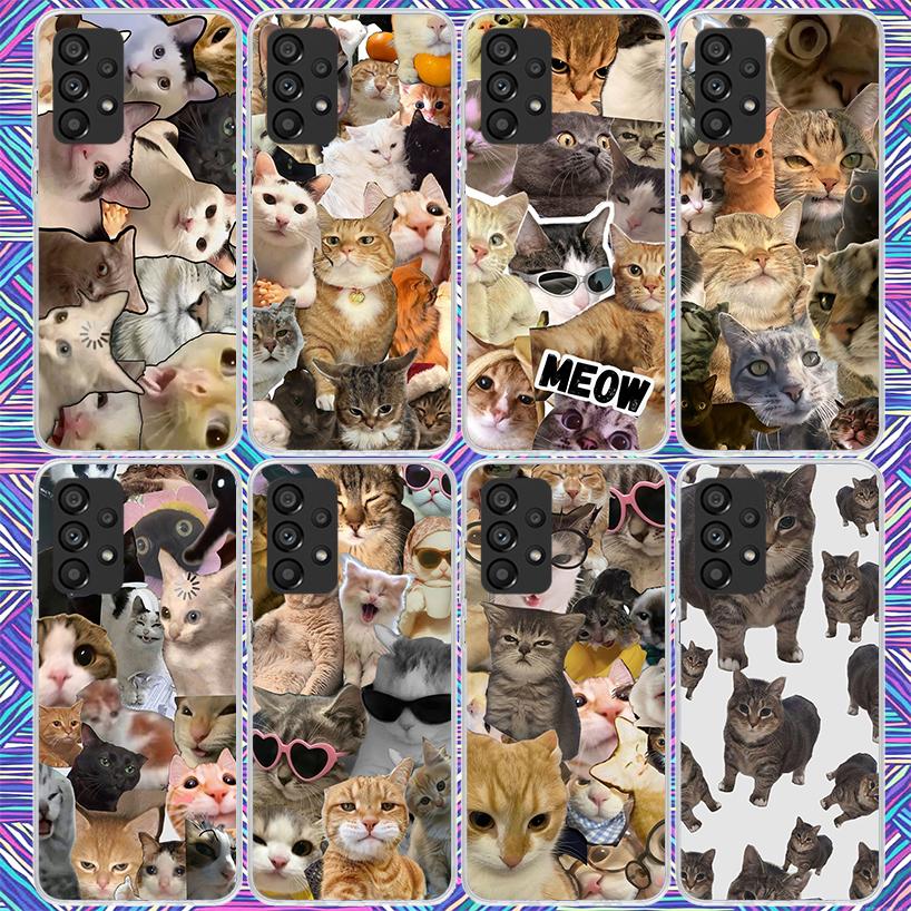 Crying Cat Memes Phone Case For Samsung Galaxy A12 A52S A42 A32 A22 A51 A50 Note 20 Ultra 10 S10 Plus A71 A70 A31 A30 A10S Galax