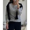 Dabimong HeaTher STripe Long Sleeve T shirT 5 Colors Nk Hea T