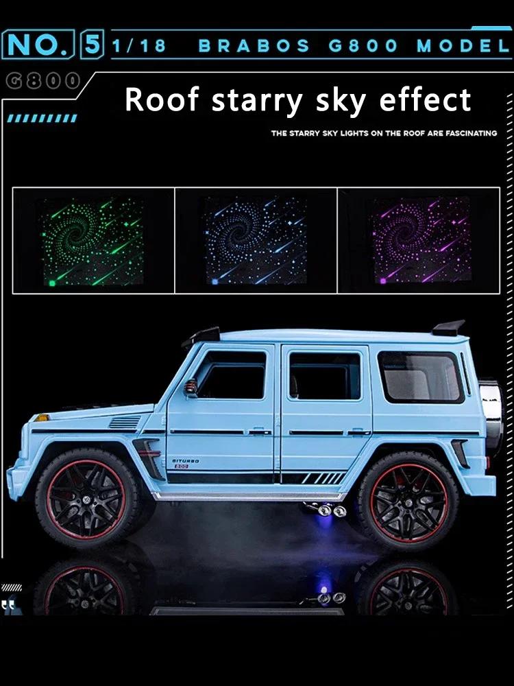 1:18 Металлическая модель автомобиля Mercedes-Benz G800 Симуляция звука и света Машинка-игрушка с механизмом оттягивания Внедорожник SUV Игрушка Коллекция для мальчиков Украшение Подарок