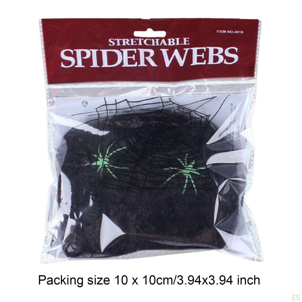 Halloween Spider Webs Decorations Stretchable Cobweb Super Practical Web with 2 Fake Spiders