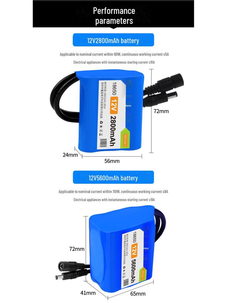 12 В 18650 литиевый аккумулятор для аудиоинструментов - Высокая емкость