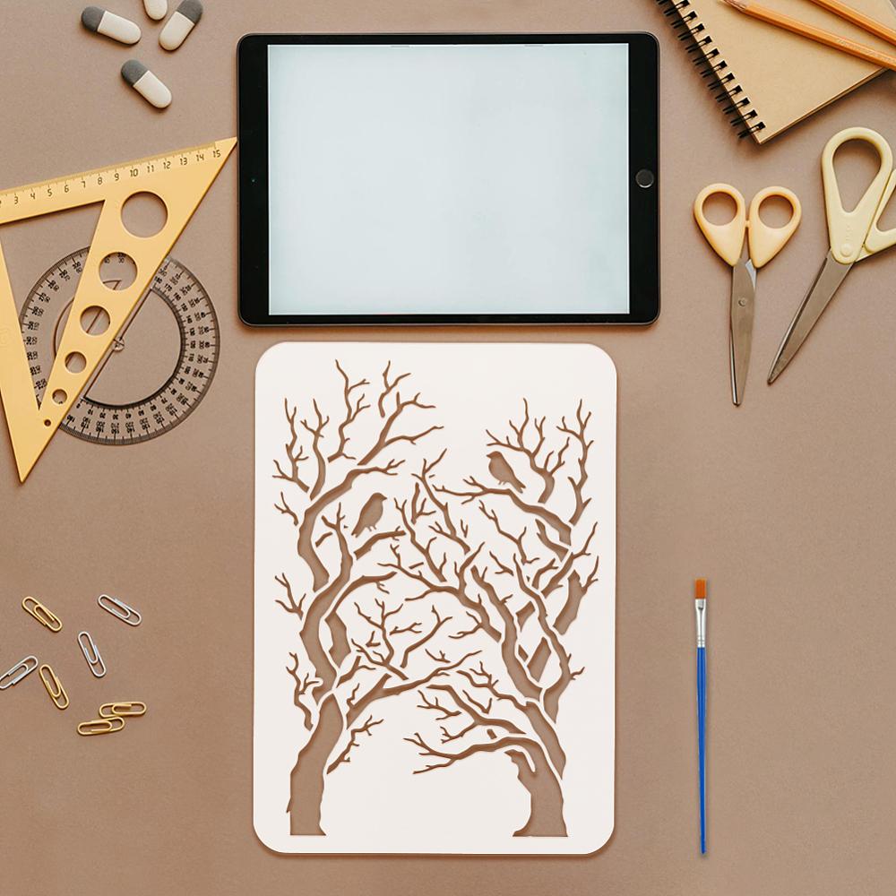 ПЭТ трафареты для рисования с вырезами, для DIY скрапбукинга, фотоальбома, ветки, 297x210 мм