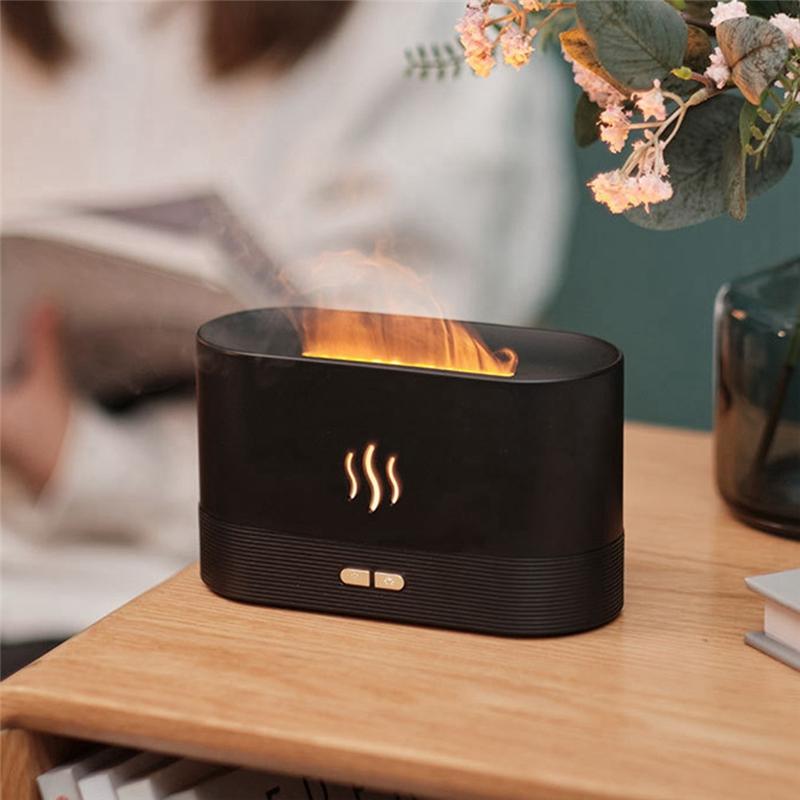 Aroma Diffuser Air Humidifier Ultrasonic Cool Mist Maker Fogger LED Essential Oil Flame Lamp Black