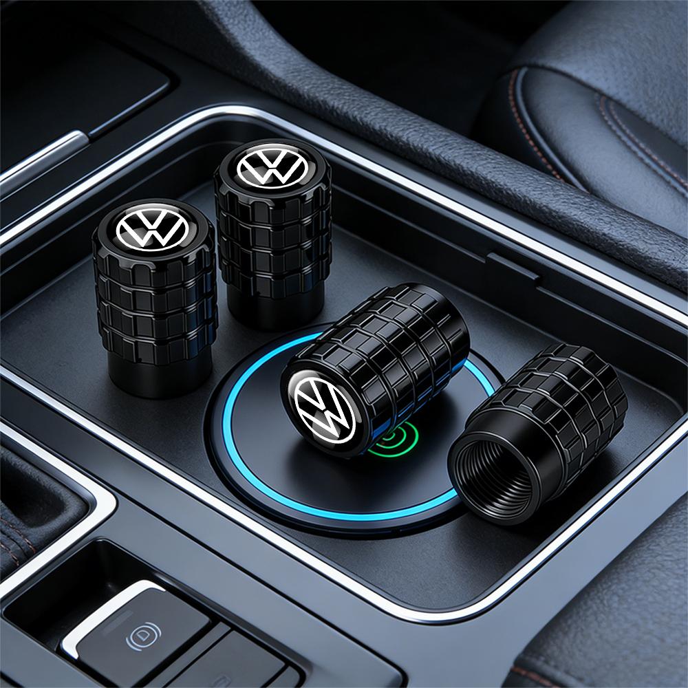SVLHP1 4Pcs Aluminum Wheel Tire Valve Caps Dust Stem Cover Badge For Volkswagen GTI Golf Polo 6 7 Passat VW CC Tiguan T-ROC Jetta Taigo