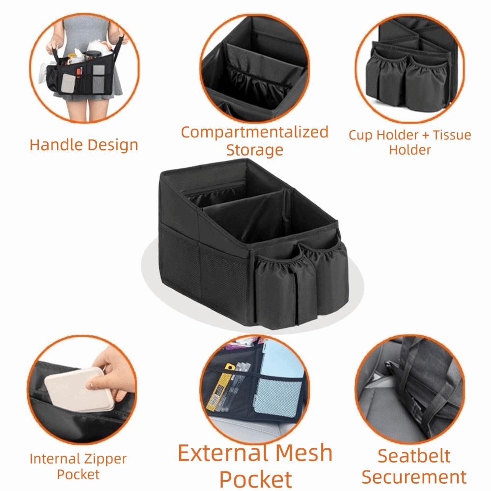 Multi-Pocket Car Storage Bag Large Capacity Cargo Storage Box Car Seat Organizer Auto Trunk