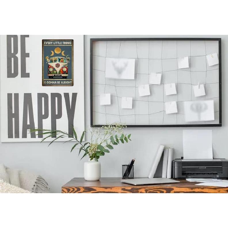 Retro Hippie Decor Wall Art Poster - "Every Little Thing is Gonna Be Alright" Vintage Metal Sign, Perfect for 70s Themed Rooms and Cool Poster