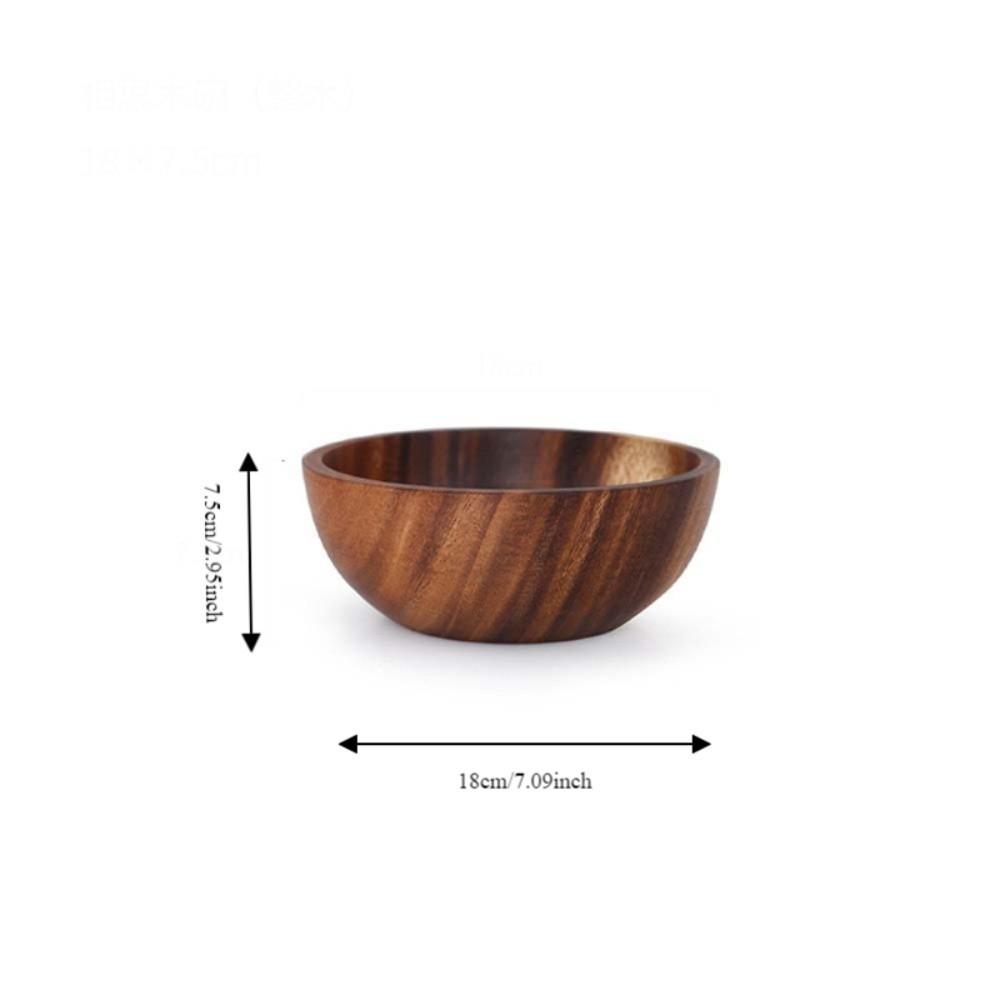 Round Large Wooden Natural Acacia Wood Household Container Tableware Ramen Bowls Bowl Wooden Bowl