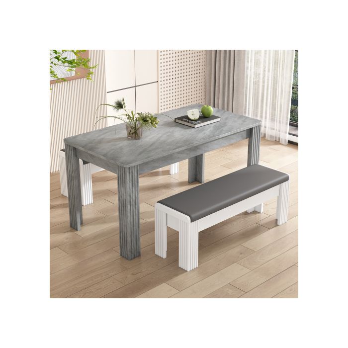 Современный обеденный стол, обеденный стол на четырех ножках, обеденный стол из дуба, вид бетона