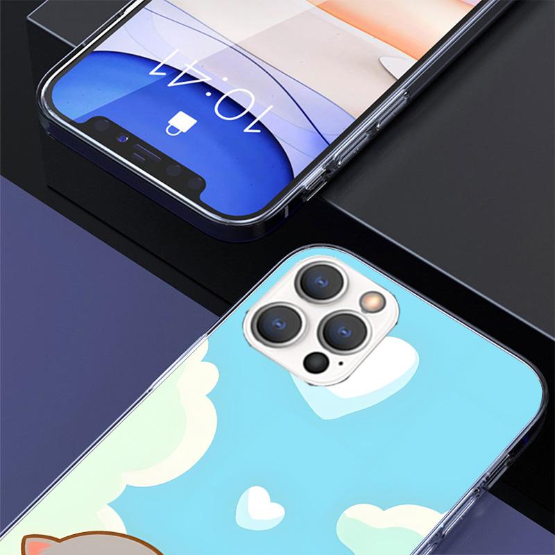 Cute Peach Goma Cat Phone Case For iPhone 17 Air 16 15 Pro Max 14 Plus 13 Mini 12 11 Cover 7 8 SE Silicone Shell Print Fundas 17