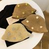 Flower Straw Bucket Hat Women's Summer Breathable Face Small Woven Straw Hat Sunshade Sunscreen Seaside Vacation Hat Tide