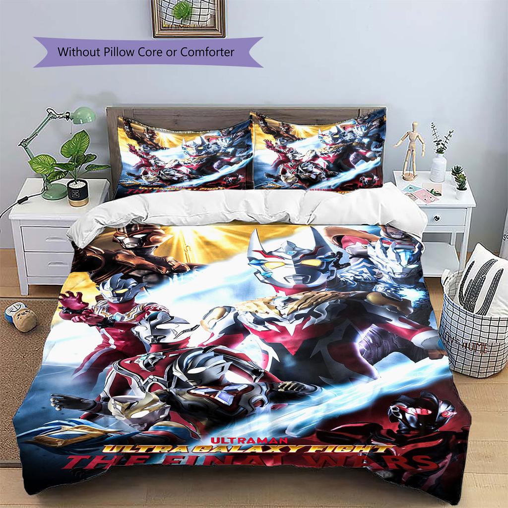 Ultraman Tiga themed printed children's quilt set (1*Duvet Cover + 2*Pillowcase, Without Core),Bedding for the bedroom