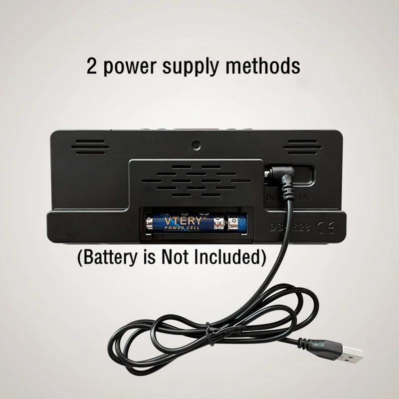 Новый цифровой светодиодный настольный будильник USB с функцией повтора ночной температуры, электронный настольный дисплей даты, домашний декор, большой экран