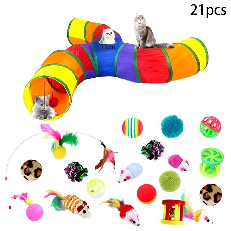 Rainbow Cat Tunnel Collapsible Pet Play Tube Interactive Hide And Seek Toy For Kitten Puppy Puzzle Exercise Agility Outdoor
