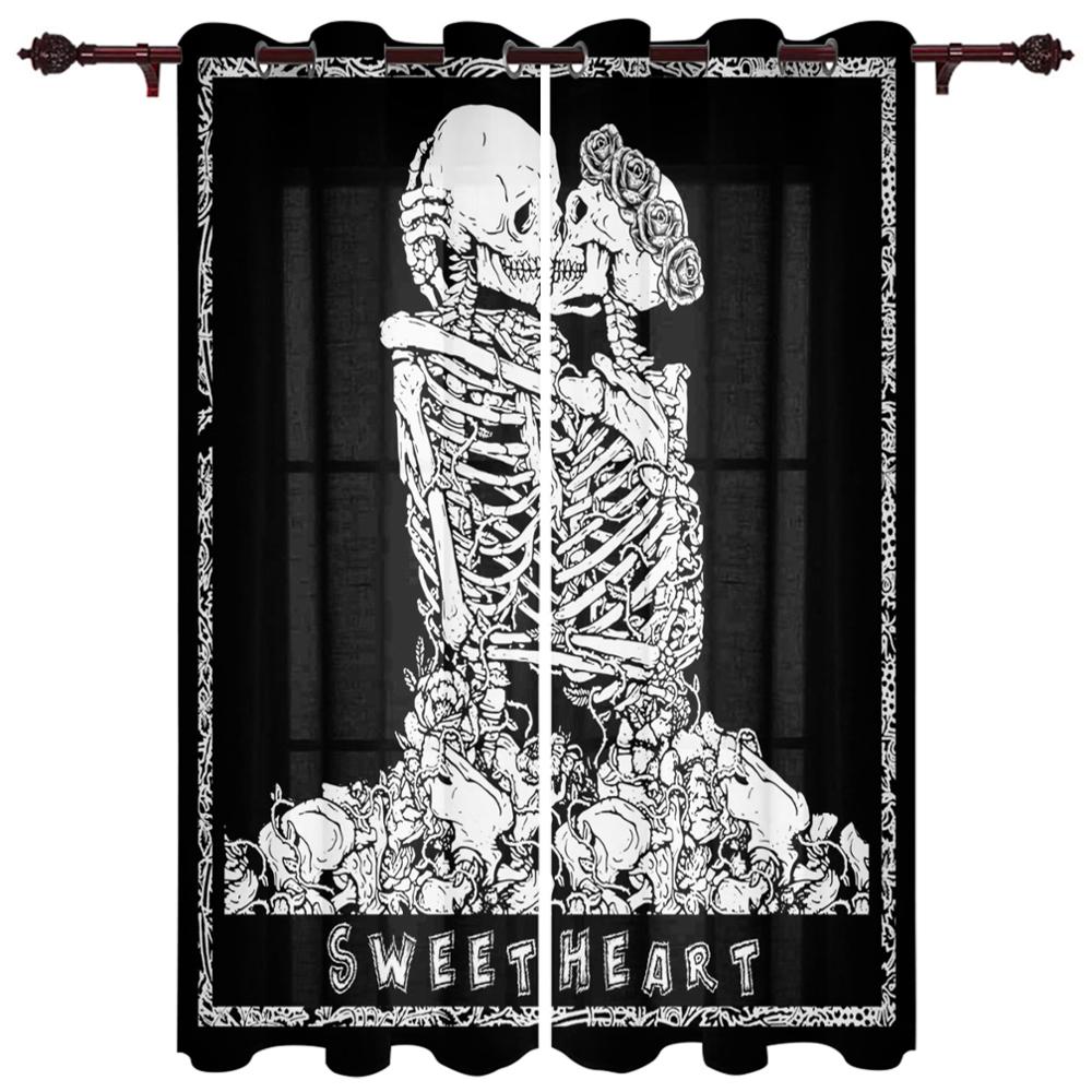 Художественный Череп Красные Цветы Волна Новые Простые Шторы Украшения Дома Шторы Современные Товары Для Дома