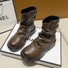 Модные дизайнерские ботинки на платформе с пряжкой для женщин, осенне-зимняя женская обувь с мягкой подошвой, модные повседневные кожаные мотоциклетные ботинки для женщин