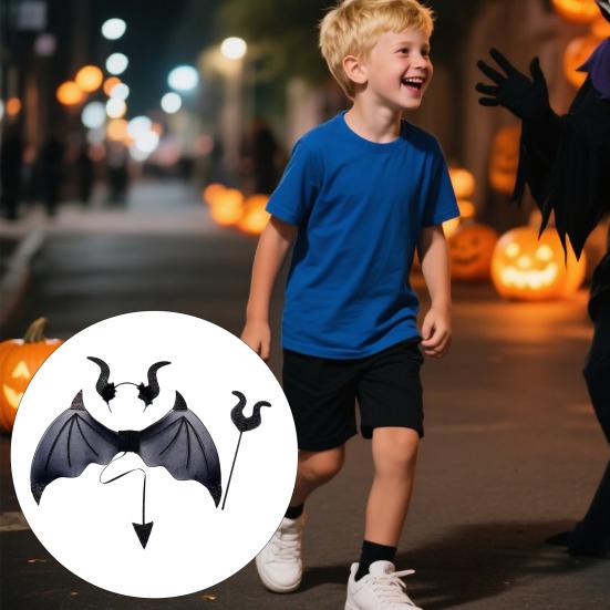 3 шт./компл. обруч для волос с крыльями дьявола, трезубец, вилка, демон, ролевая игра, повязка на голову, аксессуары для костюма на Хэллоуин