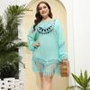 Beach Cover Up Dress Hand Crochet Splicing Tassel Swimwear Women