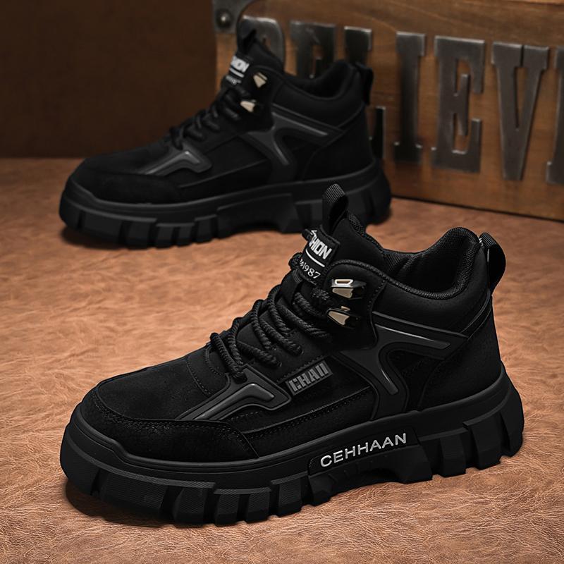 Новые спортивные туфли мужские удобные PU кожа толстая подошва высокие мужские кроссовки дизайнерские мужские беговые Tide молодежная сетчатая обувь для мужчин